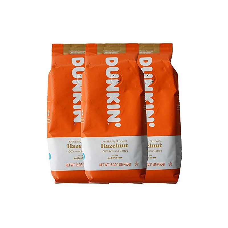 Dunkin' Donuts Ground Coffee 1 LB. Bag Multi Pack (Hazelnut,