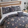 Lucky Brand Cali Bouquet Floral Dark Grey Comforter Set with