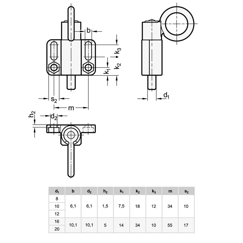 Ganter Normelemente Locking Bolt with Pull Ring for Screwing On