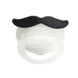 INFANTI | Chupón De Silicon Ortodóntico | Con Tapa Bigote Color Blanco Período de edad 0-6 meses