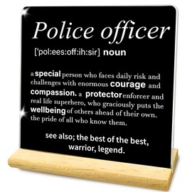 Police Officer Gifts for Women Men, Police Officer Definition Acrylic Sign Gift for Office Desk Decor, 4x4 inch