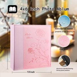 Artmag Photo Album 4x6 1000 Pockets Photos, Leather Cover Large Picture Albums Holds 1000 Horizontal and Vertical Photos for Family Anniversary Wedding (Pink)