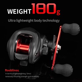 Roblinos AC-2000 Left-handed Fishing Reel with 7.2:1 Gear Ratio, Anti-reverse System, and Water Drop DesignSpool Capacity: Right Hand