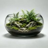 12" Large Round Glass Lotus Bowl Planter with Rattan Mat