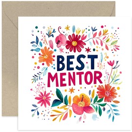 Thank You Card for Mentor - Cute Retirement Gifts for Women - Special Gratitude Present for Colleague, Boss, Coworker - Beautiful and Bold Floral Design