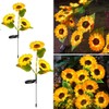 YZYOE 2 Packs of LED Solar Three Head Sunflower Decorative