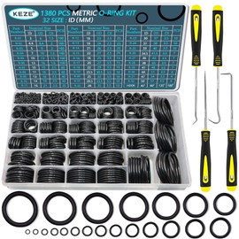 KEZE 32 Size 1380 Pcs Metric Rubber O Rings Assortment Kit with 4 Pieces O Rings Remover Tools Set for Assorted Faucet Plumbing Automotive Repair Air or Gas Sealing ID 3mm-50mm