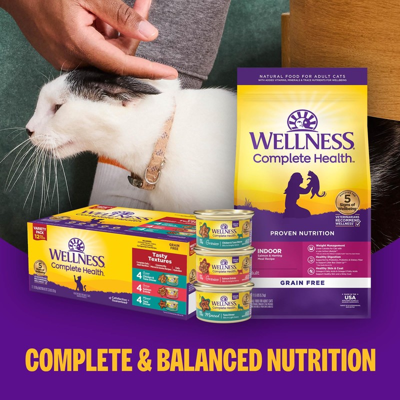 Wellness Complete Health Pate Adult Wet Cat Food, Natural, Protein-Rich,