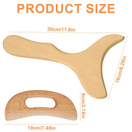 2 Stück Massage-Paddel für Maderotherapie und Lymphdrainage, Massagegerät Holz Massages, Handmassager Gua Sha Board, Werkzeug Massagestäbchen Body Gua Sha Trigger