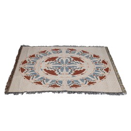 Vintage Sofa Towel Tablecloth Double Layer 2 Colors 4 Sided Tassels Rectangle Tassel Tablecloth for Picnic 35.4 X 59.1in