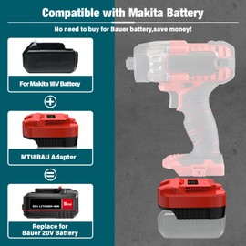 Adapter for Bauer 20V Cordless Tools Fits for Makita 18V Li-ion Battery Converter, Use for Bauer 20V Battery Cordless Power Tools (Adapter Only)