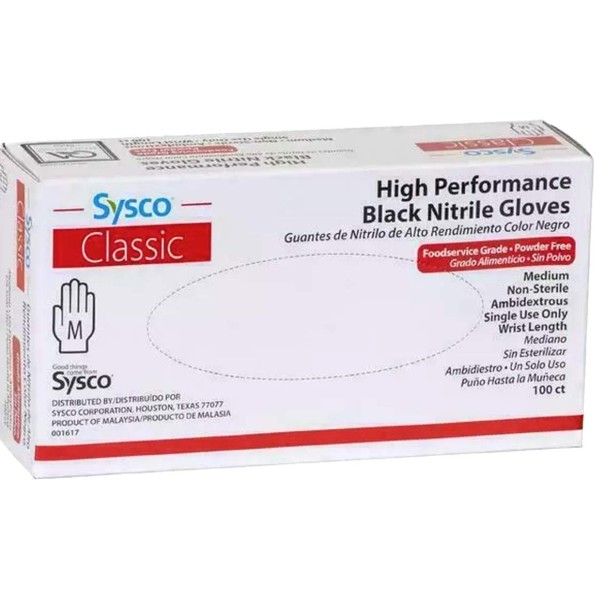 SYSCO HIGH Performance Black Nitrile - Medium - Box with 100 Gloves