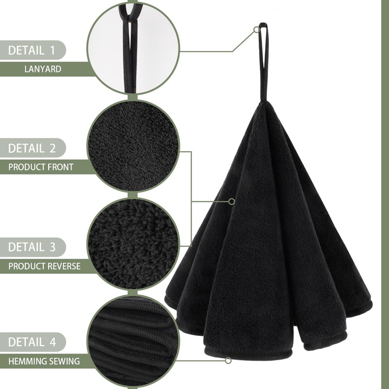 VIVOTE 2-Piece Hand Towels Set with Loops, Fast Drying Hand