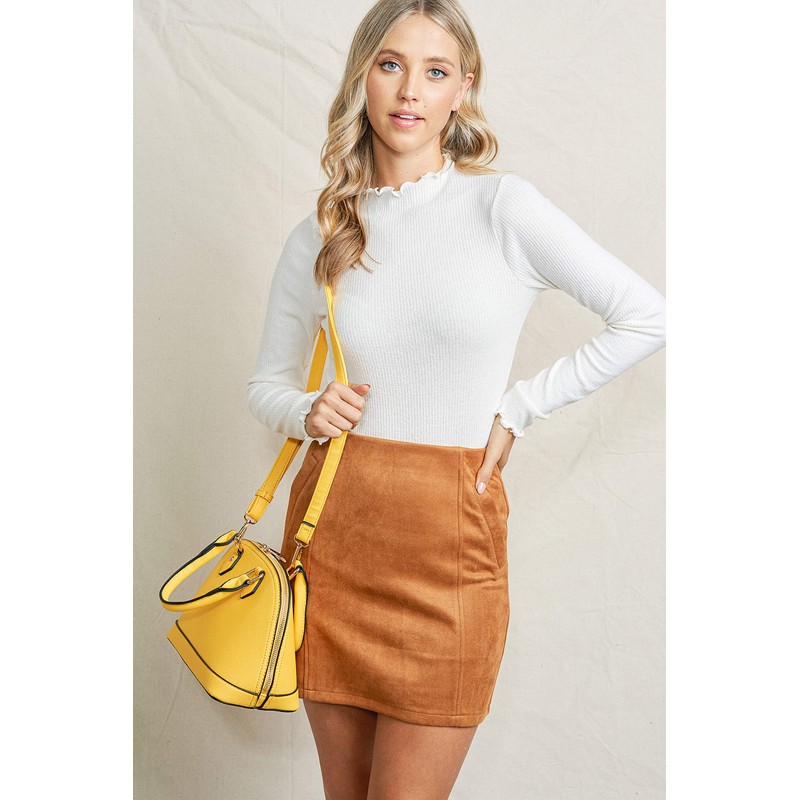 Zip-Around Classic Dome Satchel (Orange)