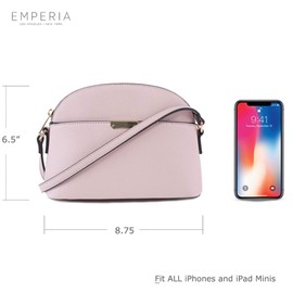 Emperia Ava Small Cute Saffiano Faux Leather Dome Crossbody Bags Shoulder Bag Purse Handbags for Women Blush