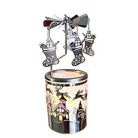 kingnero Christmas Socks Carousel Candle Rotary Candle Holder Spinning Tea Light Candle Holder Candlestick