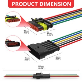 6 Pin Waterproof Electrical Wire Connectors 5 Pack Weather Pack Connectors Kit 20AWG Male and Female Automotive Wire Connectors for Car Truck Motorcycle Boat Auto Wiring