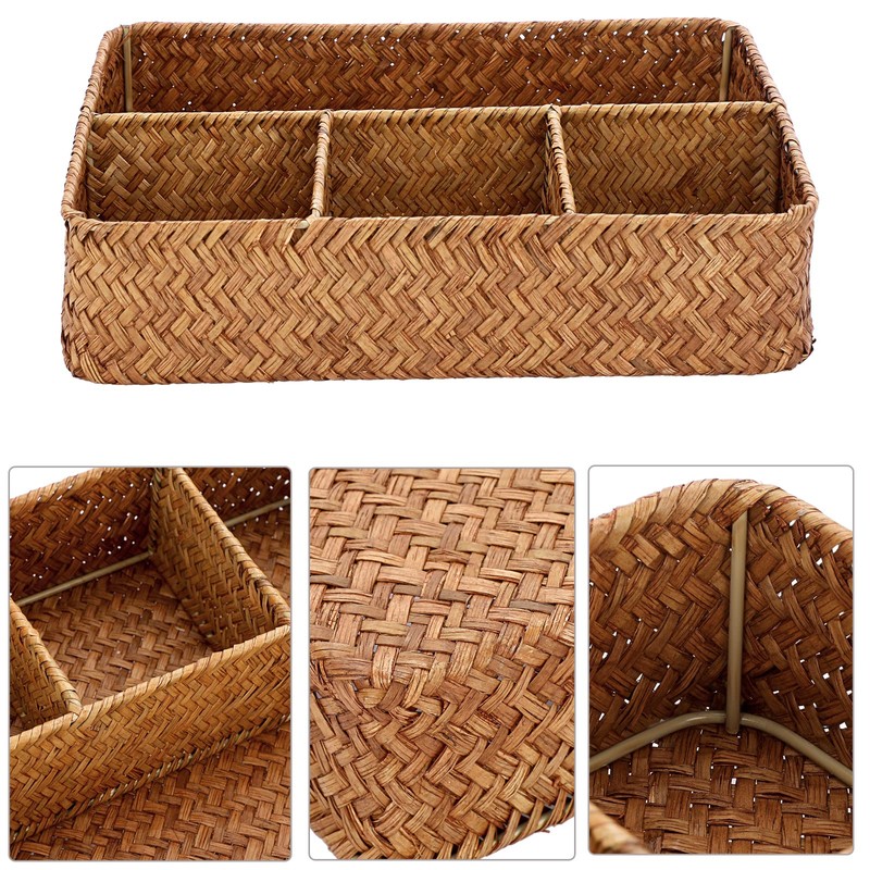 Hipiwe Tea Bag Sugar Packet Holder Woven Seagrass Storage Basket