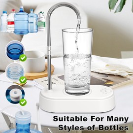 Desktop Water Dispenser, Portable USB Charging Water Dispenser, Six-speed Quantitative Effluent,Smart Table Water Dispenser for Universal 2-5 Gallon Bottle for Home Office Travel Camping (White)