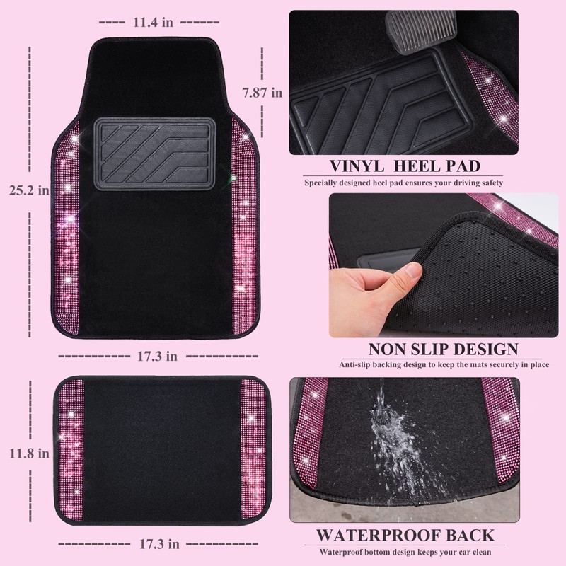CAR PASS Bling Rhinestone Car Seat Covers Leather Shining Diamond