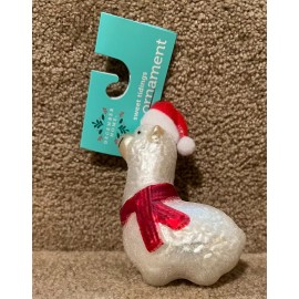 Unbranded New Christmas Glass Blown Ornament Llama with Santa hat