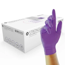 Unigloves Stronghold GM0063 Nitrile Examination - Multipurpose, Powder Free and Latex Free Disposable Gloves, AQL 0.65, Box of 100 Gloves, Purple, Medium