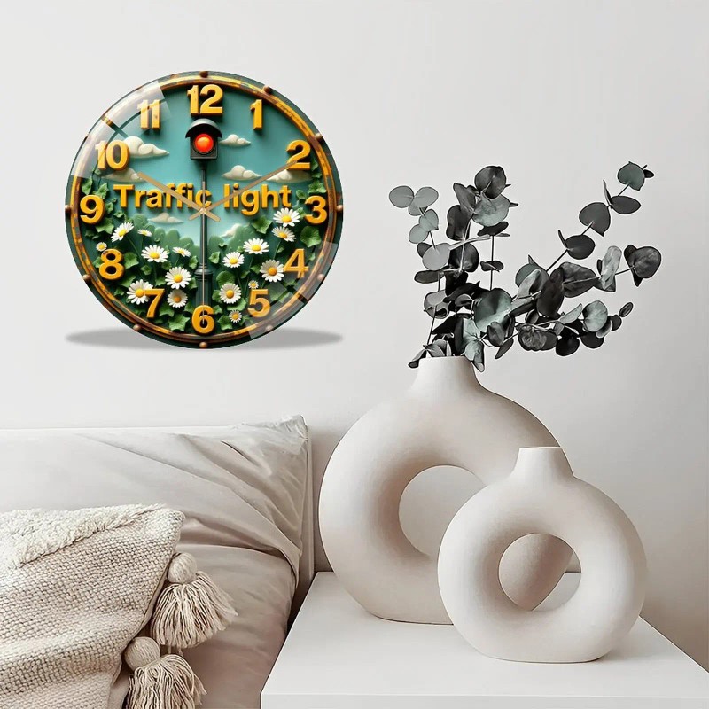 30cm Diameter Glass Wall Clock with Diamond-Cut Hands for Added