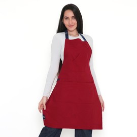 Encasa XO Adjustable Kitchen Apron with Pockets and Towel Holder Recycled Cotton Home Restaurant Men & Women Cooking Baking, gray