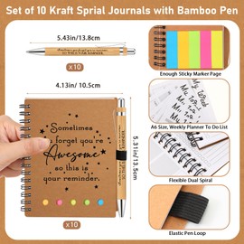 Moinchore 10 Sets Employee Appreciation Gifts Inspirational Spiral Notebooks with Sticky Notes and Bamboo Pens Thank You Gifts for Christmas Team Nurse Teacher Coworkers (Sometimes You Forget)