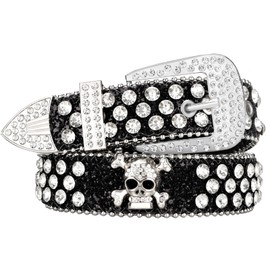 maikun Bb Belt Black,Black Rhinestone Belt,Cowgirl Belt,Cowboy Belt,Sparkly Bb Simon Belt. Length95cm