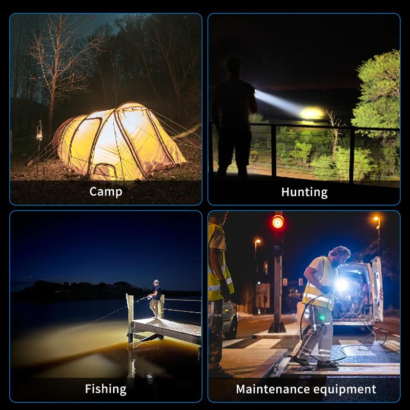 1300000 L Spotlight, Rechargeable Led Spotlight Flashlight with 350° Rotate