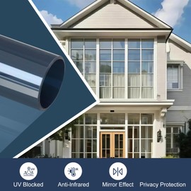 Ceramic Window Tinting Film - Superior Heat Rejection, Blocks 99% Harmful UV Rays, Enhances Privacy, Reduces Glare, Long-Lasting for Residential & Commercial Use (Black Silver 29.3 Inch X 16.4 Feet)