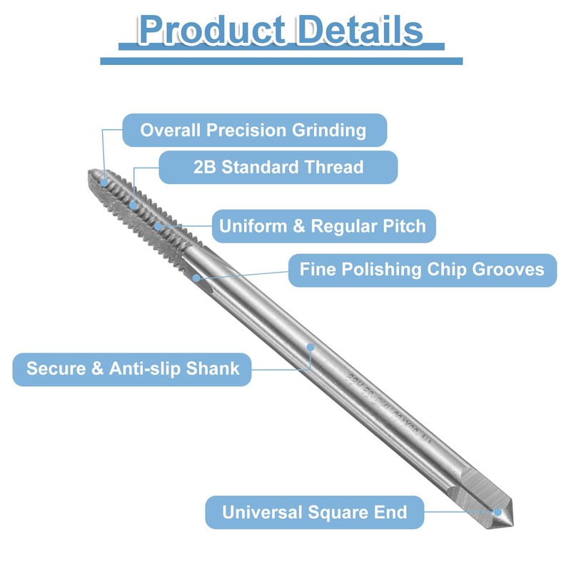 uxcell 4pcs Straight Flute Screw Taps 1/4-20 UNC 2B Thread