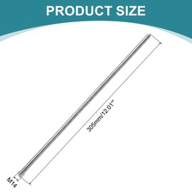 sourcing map 2pcs Fully Threaded Rod, M14 x 300mm 201 Stainless Steel Right Hand Threads Rods with Nuts and Flat Washer Fully Studding Rod Bar for Clamps, Hangers and U-Bolts