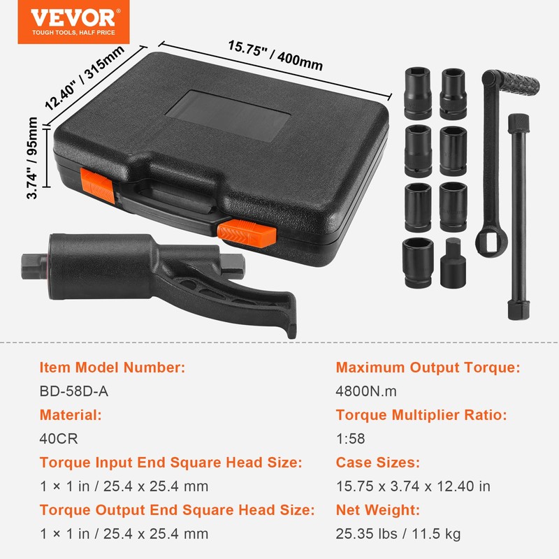VEVOR Torque Multiplier, 1 Inch Drive Lug Nut Wrench/Multiplier Heavy