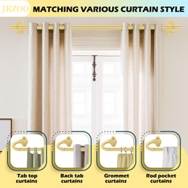 JRZOO 2Pack Wrap Around Curtain Rod 18 to 45 Inch(1.5-3.75 Feet), 5/8'' Adjustable Heavy Duty Blackout Drapery Rod, Curved Ceiling Mount Room Darkening Curtain Rod for Windows, Gold