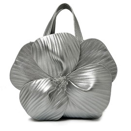 Mini Flower Evening Purse Floral Clutch Purses for Women PU Leather Evening Handbag with Chain Wedding Party Prom, Silver
