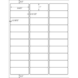 30 UP Address Labels for Inkjet Printers 1" x 2-5/8", Pack of 4500 Labels