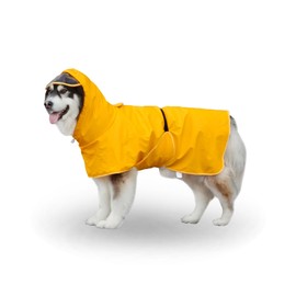 VerdeRoot Reflective Dog Raincoat - Waterproof Adjustable Pet Jacket with Hood, Lightweight Dog Apparel for Small to Extra-Large Dogs, Yellow (9XL)