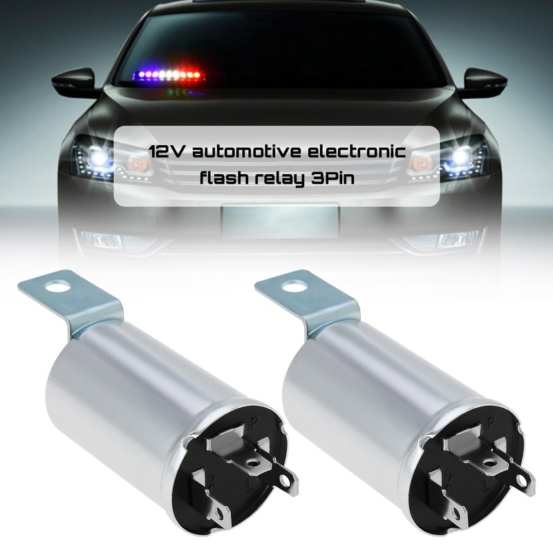 VGOL 2PCS 12V 3 Pin Electronic Flasher Relay Round Car