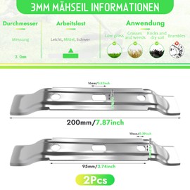 Pack of 2 Stainless Steel Mower Blades, 200 mm Robotic Lawnmower Blades Compatible with Stihl iMOW RMI 422 422P 422PC RMI422 Lawn Mower Blade Replacement Blade Robust Lawn Mower Blades Lawn Trimmer