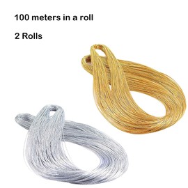 200 Meters Gold Silver Twine String Thread Jewelry Christmas String Gold Metallic String Metallic Cords Tinsel String Craft Making Cord For Braids Christmas Paking Gift Wrapping Hanging