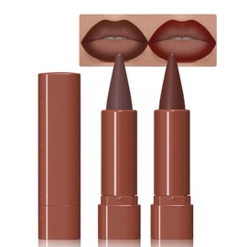 BINGBRUSH 2-in-1 Gradient Lip Liner & Lipstick Combo,2Pcs Matte Longwear Waterproof Lip Pencil with Cone Tip,Smudge Proof Crayon for Flawless Ombre Contour,Women's Long Lasting Makeup Set(08#&08)