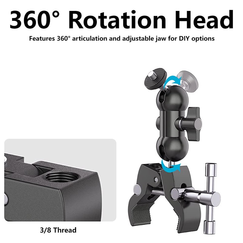 Ball Head Arm Super Clamp Mount Multifunctional Double Ball Adapter