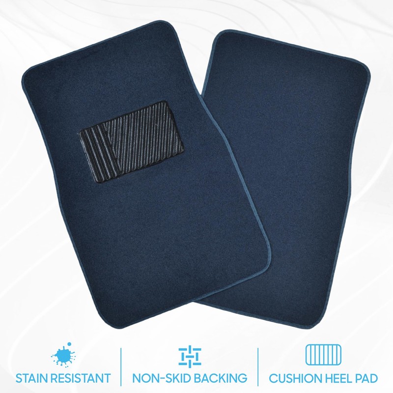 BDK Premium Carpet Blue Floor Mats for Cars - Universal