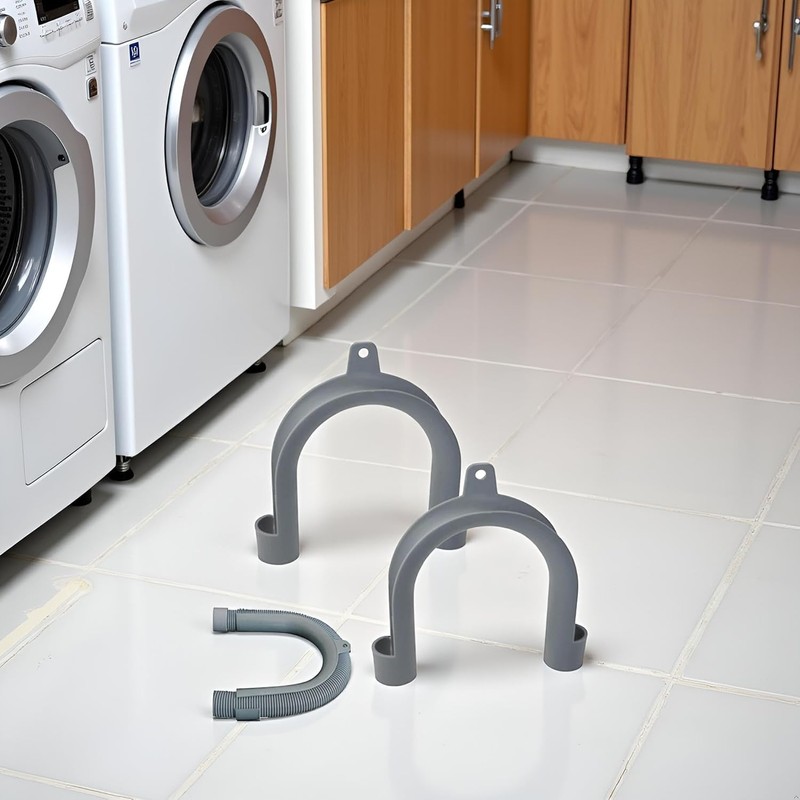 2Pcs Gray Plastic U-Shape Washing Machine Drain Hose Holder -