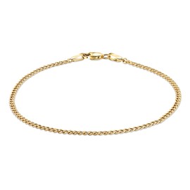 PORI JEWELERS 14K Yellow Gold 2.0mm Cuban/Curb Link Chain Anklet- 10 Inches