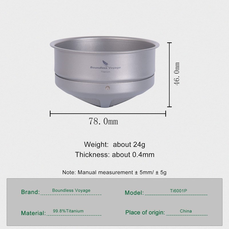 Boundless Voyage Titanium Coffee Mesh Filter Pour Over Paperless Slow