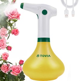 T TOVIA Plant Mister Spray Bottle for Indoor/Outdoor Plants, 1L Electric Garden Sprayer with Adjustable Nozzle, Battery Powered Sprayer for Cleaning, Gardening & Fertilizing (Yellow & White)