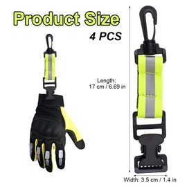 4 Stück Feuerwehr Handschuhhalter, Metall Handschuh Clip, 17 Cm X 3.5 Cm Handschuh Halterung Gürtel, Reflektierende Streifen Handschuh Clip, Einzelner Clip Handschuh-Clip Für Handschuhe, Handtuch